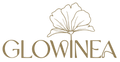 Glowinea logo with a stylized leaf on a white background