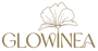 Glowinea logo with a stylized leaf on a white background